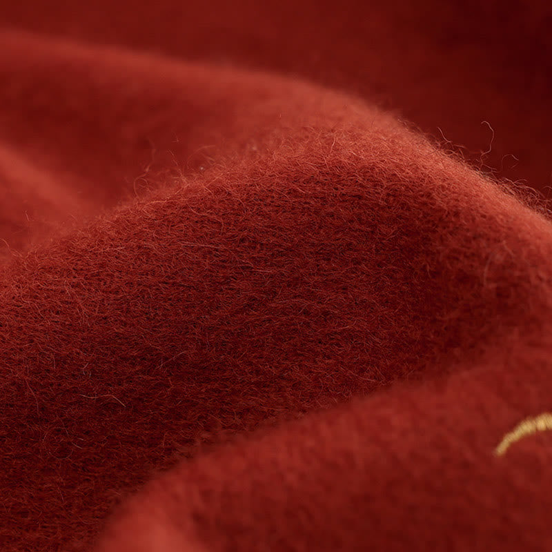 Châle en laine avec Buddha Stones, fleur rouge, paillettes dorées, broderie, pompon, écharpe de voyage confortable pour l'hiver - image 3