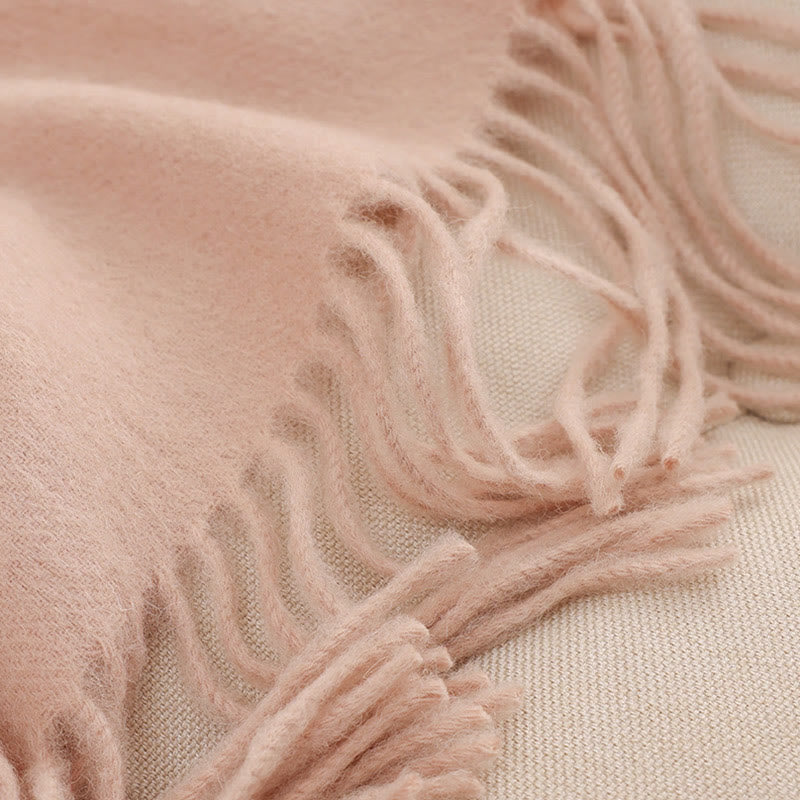 Châle en laine avec Buddha Stones , broderie de fleurs roses et blanches, pompon, écharpe de voyage confortable pour l'hiver - image 5