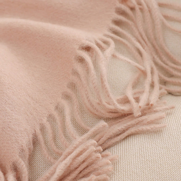 Châle en laine avec Buddha Stones , broderie de fleurs roses et blanches, pompon, écharpe de voyage confortable pour l'hiver - image 5