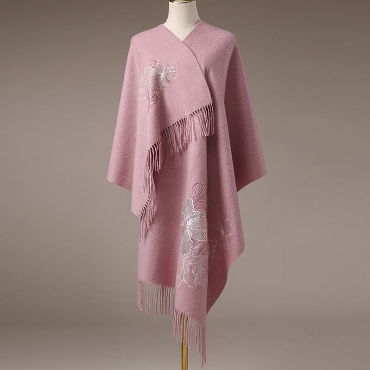 Châle en laine avec Buddha Stones, grande fleur, paillettes, broderie, pompon, écharpe de voyage confortable pour l'hiver - image 7