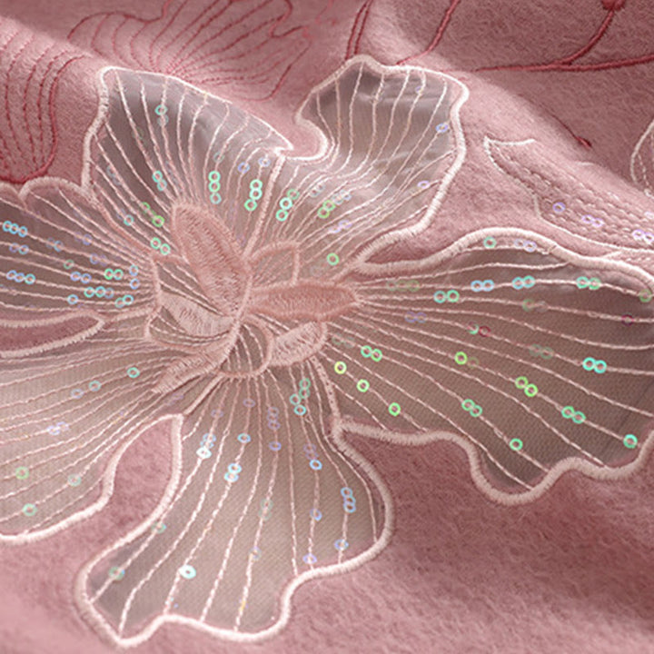 Châle en laine avec Buddha Stones, grande fleur, paillettes, broderie, pompon, écharpe de voyage confortable pour l'hiver - image 10