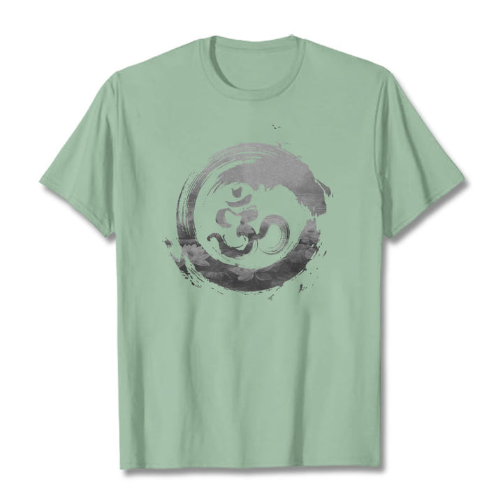 T-shirt en coton avec Buddha Stones Om Lotus - Vert pâle - 2XL - image 18