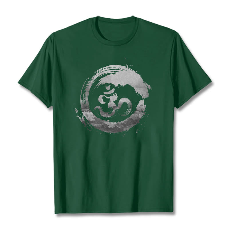 T-shirt en coton avec Buddha Stones Om Lotus - Forêt Verte - 2XL - image 9