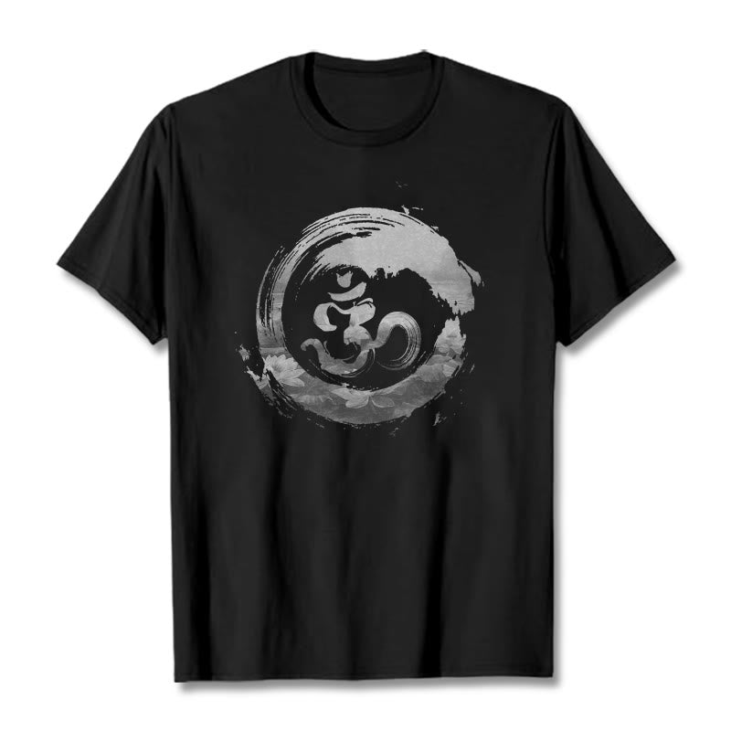 T-shirt en coton avec Buddha Stones Om Lotus - Noir - 2XL - image 1