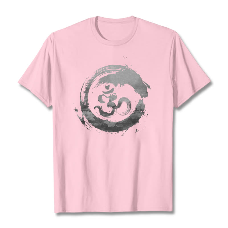 T-shirt en coton avec Buddha Stones Om Lotus - Rose clair - 2XL - image 15