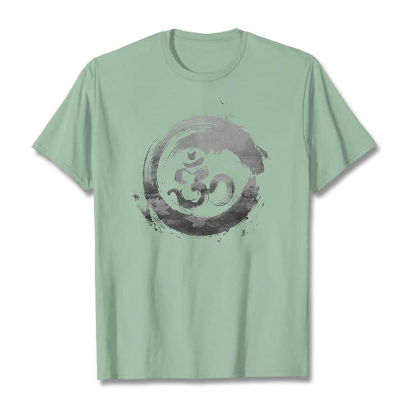 T-shirt en coton avec Buddha Stones Om Lotus - Vert pâle - 2XL - image 17