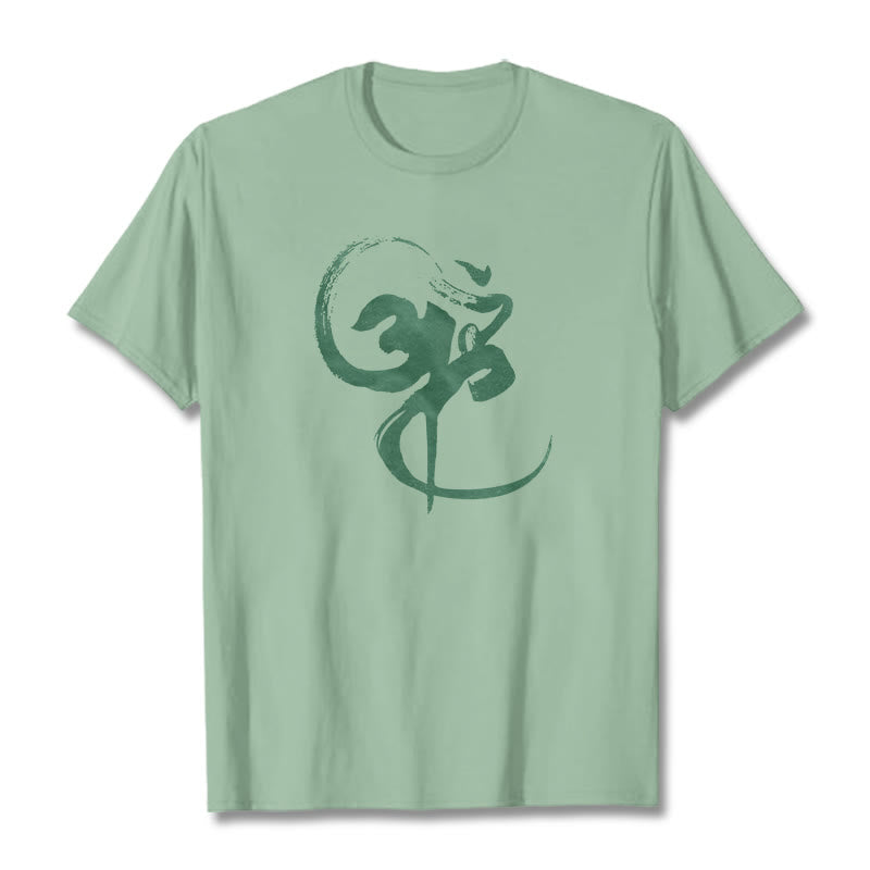 T-shirt en coton avec motif Buddha Stones Om - Vert pâle - 2XL - image 18