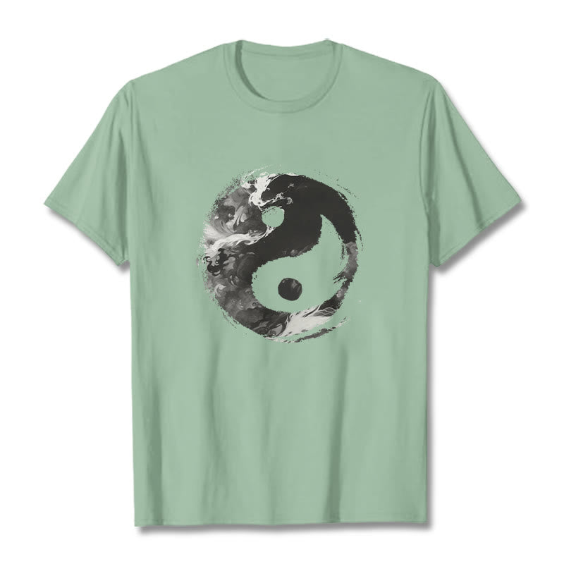 T-shirt en coton avec Buddha Stones Yin Yang - Vert pâle - 2XL - image 14