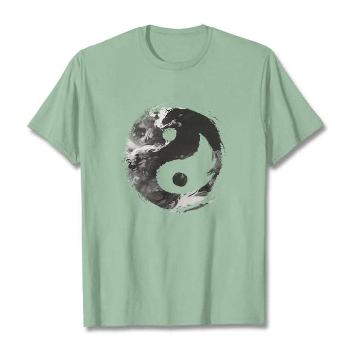 T-shirt en coton avec Buddha Stones Yin Yang - Vert pâle - 2XL - image 14