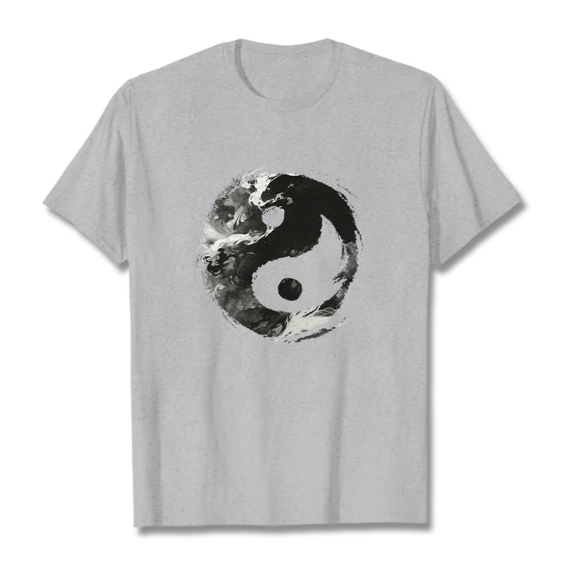 T-shirt en coton avec Buddha Stones Yin Yang - Gris clair - 2XL - image 10
