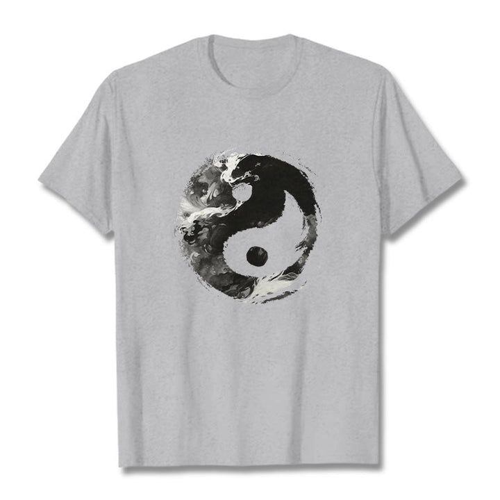 T-shirt en coton avec Buddha Stones Yin Yang - Gris clair - 2XL - image 10