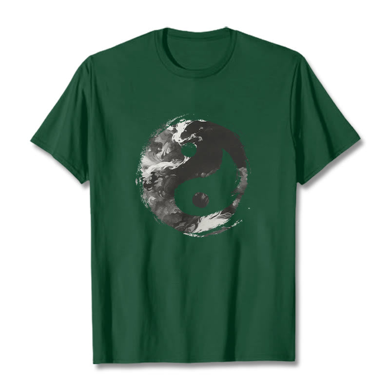 T-shirt en coton avec Buddha Stones Yin Yang - Vert forêt - 2XL - image 8