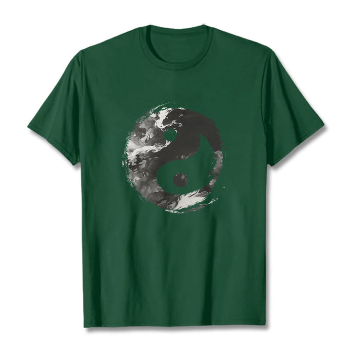 T-shirt en coton avec Buddha Stones Yin Yang - Vert forêt - 2XL - image 8
