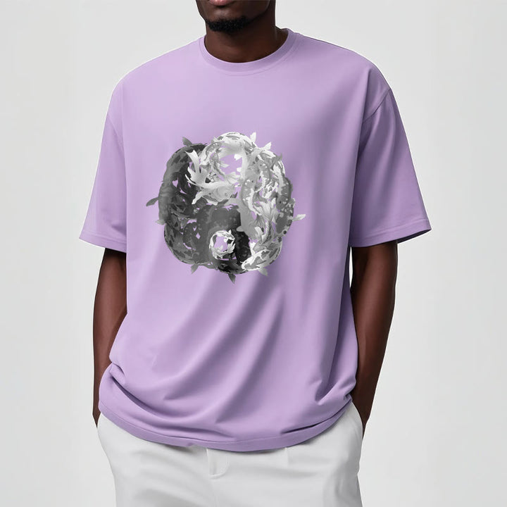 T-shirt en coton avec motif de pierres de Buddha Stones, Yin Yang, poisson Koi - image 18