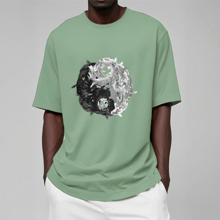 T-shirt en coton avec motif de pierres de Buddha Stones, Yin Yang, poisson Koi - image 16