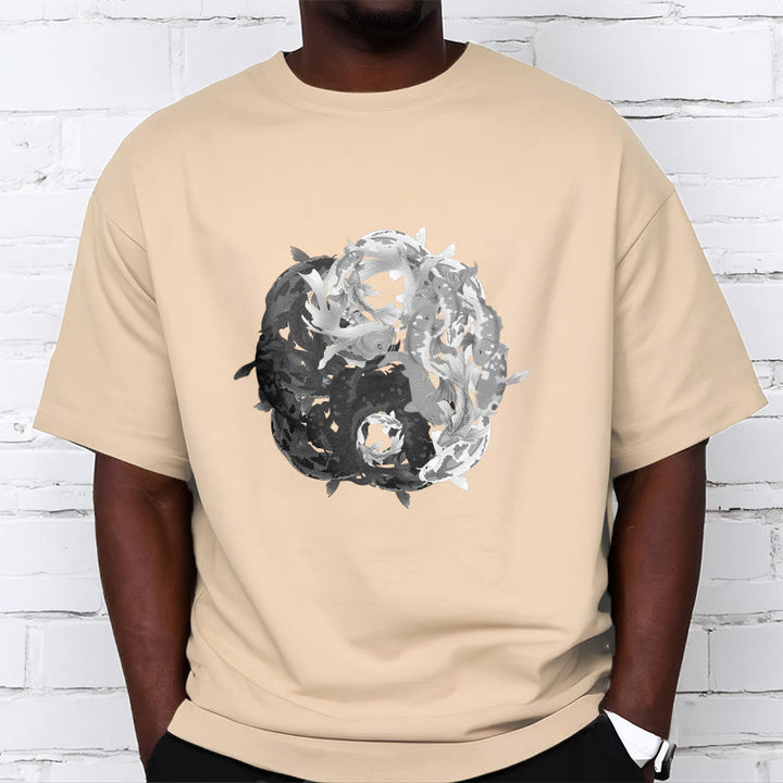 T-shirt en coton avec motif de pierres de Buddha Stones, Yin Yang, poisson Koi - image 14
