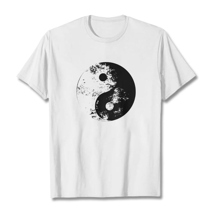 T-shirt en coton à motif de Buddha Stones Yin Yang Tai Chi - Blanc - 2XL - image 1