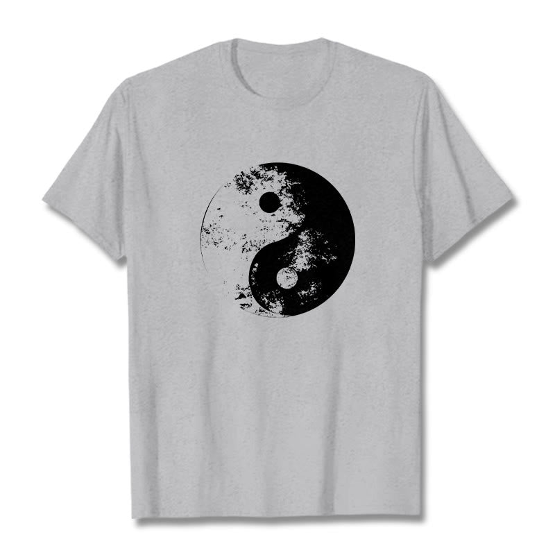 T-shirt en coton à motif de Buddha Stones Yin Yang Tai Chi - Gris clair - 2XL - image 10