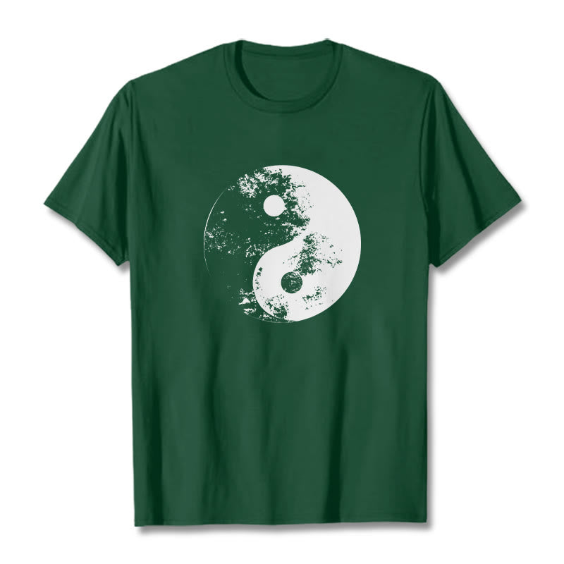 T-shirt en coton à motif de Buddha Stones Yin Yang Tai Chi - Vert forêt - 2XL - image 8