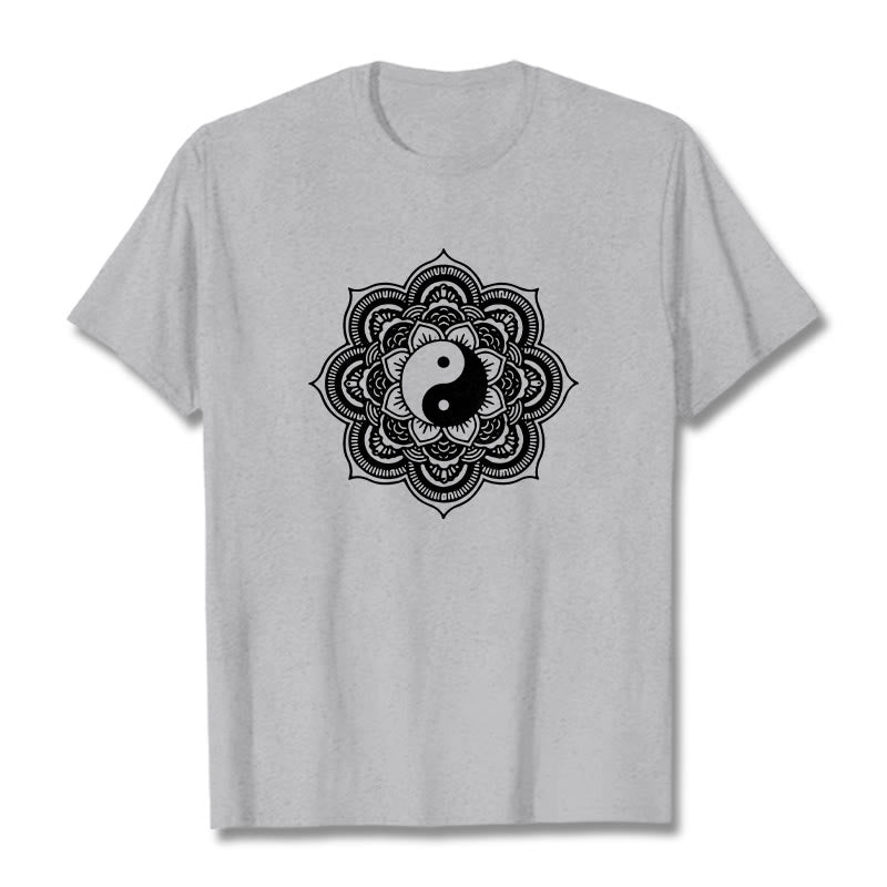 T-shirt en coton Buddha Stones et mandala Yin Yang - Gris clair - 2XL - image 18