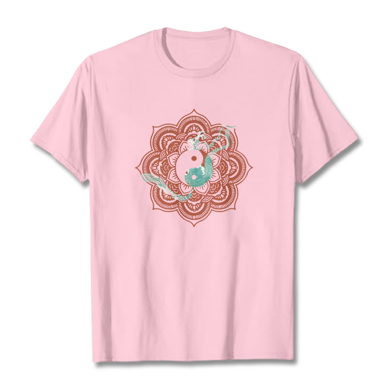 T-shirt en coton Buddha Stones et mandala Yin Yang - Rose clair - 2XL - image 16