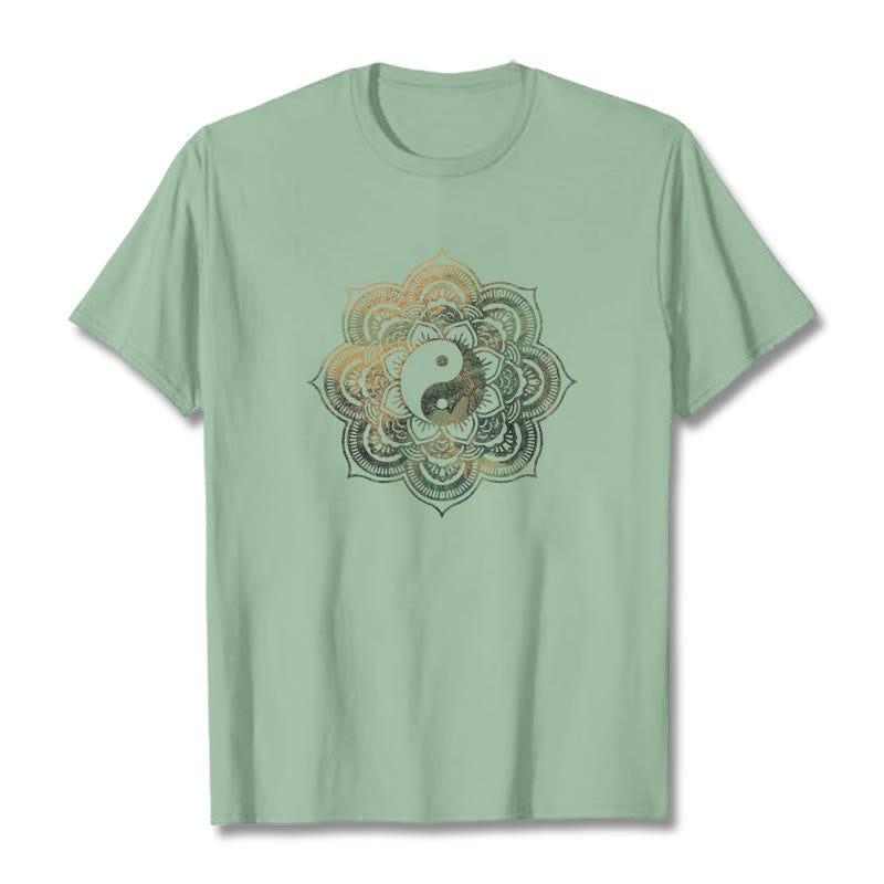 T-shirt en coton Buddha Stones et mandala Yin Yang - Vert pâle - 2XL - image 10