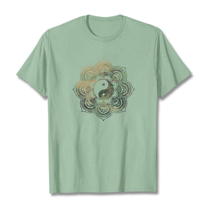 T-shirt en coton Buddha Stones et mandala Yin Yang - Vert pâle - 2XL - image 11