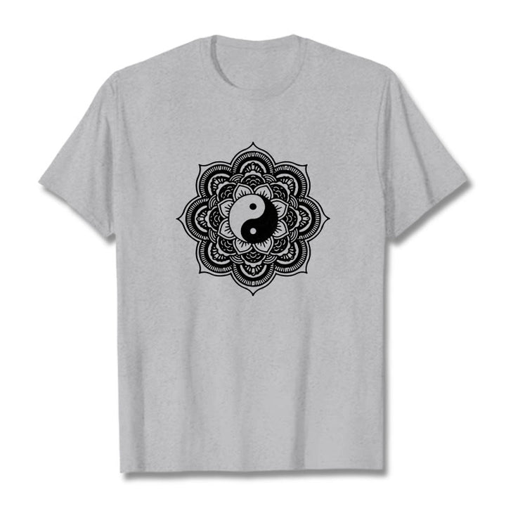 T-shirt en coton Buddha Stones et mandala Yin Yang - Gris clair - 2XL - image 17