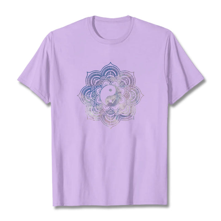 T-shirt en coton Buddha Stones et mandala Yin Yang - Prune - 2XL - image 2