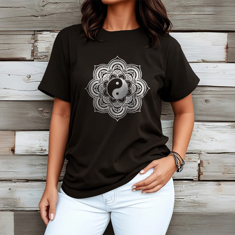T-shirt en coton Buddha Stones et mandala Yin Yang - image 6