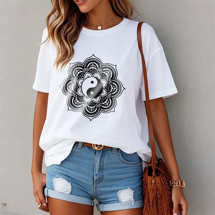 T-shirt en coton Buddha Stones et mandala Yin Yang - image 14