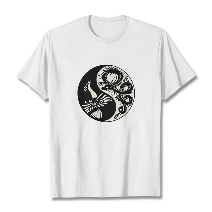 T-shirt en coton Buddha Stones, Phoenix, Yin et Yang - Blanc - 2XL - image 6