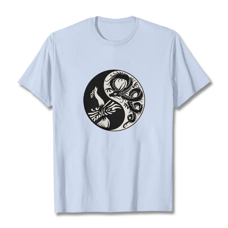 T-shirt en coton Buddha Stones, Phoenix, Yin et Yang - Cyan clair - 2XL - image 12