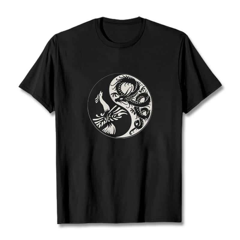 T-shirt en coton Buddha Stones, Phoenix, Yin et Yang - Noir - 2XL - image 1
