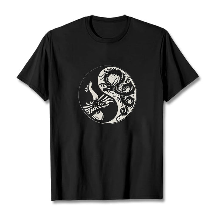 T-shirt en coton Buddha Stones, Phoenix, Yin et Yang - Noir - 2XL - image 1