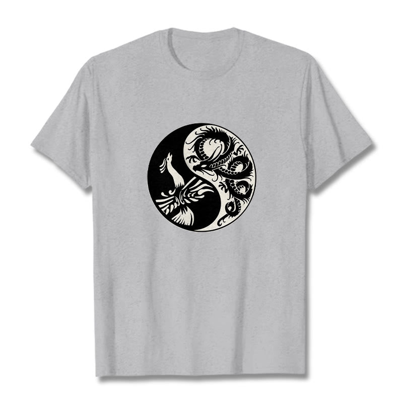 T-shirt en coton Buddha Stones, Phoenix, Yin et Yang - Gris clair - 2XL - image 11