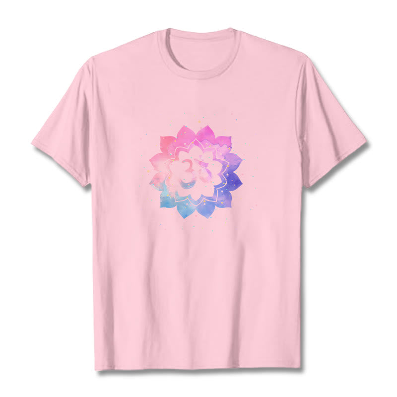 T-shirt en coton avec Buddha Stones Om Lotus coloré - Rose clair - 2XL - image 12
