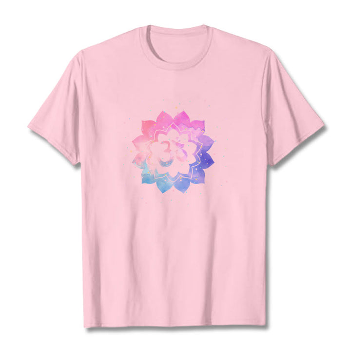 T-shirt en coton avec Buddha Stones Om Lotus coloré - Rose clair - 2XL - image 12