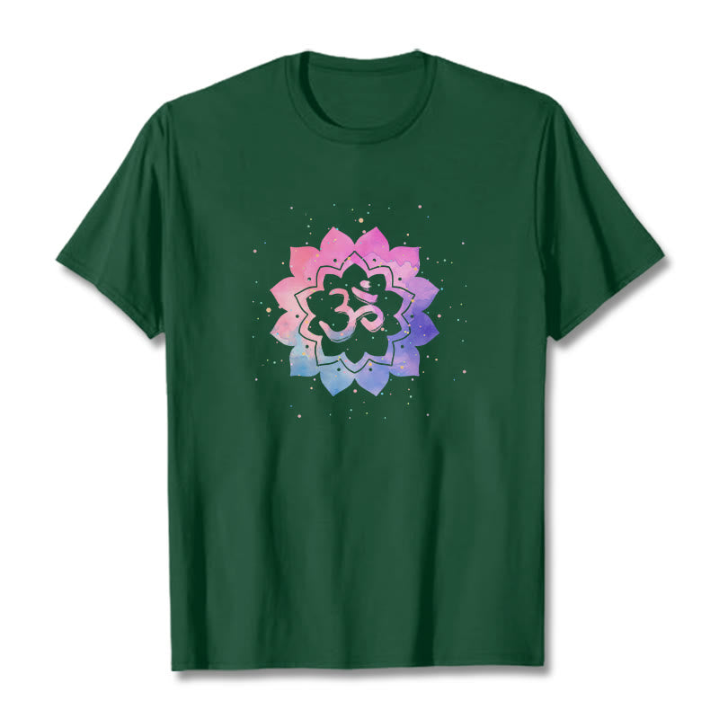 T-shirt en coton avec Buddha Stones Om Lotus coloré - Forêt Verte - 2XL - image 17