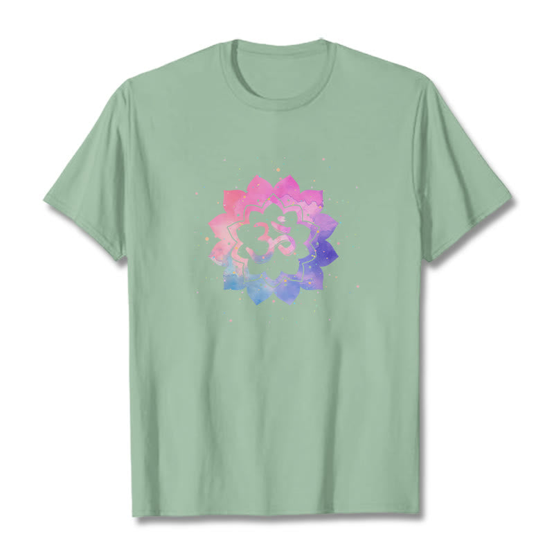 T-shirt en coton avec Buddha Stones Om Lotus coloré - Vert pâle - 2XL - image 19