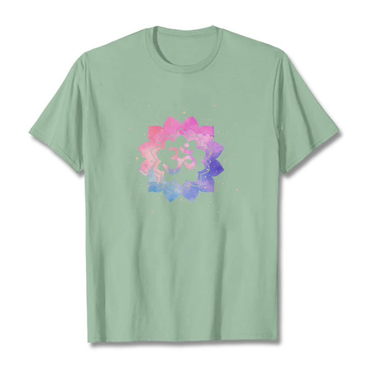 T-shirt en coton avec Buddha Stones Om Lotus coloré - Vert pâle - 2XL - image 19