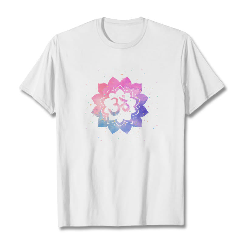 T-shirt en coton avec Buddha Stones Om Lotus coloré - Blanc - 2XL - image 1
