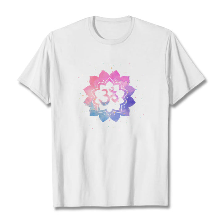T-shirt en coton avec Buddha Stones Om Lotus coloré - Blanc - 2XL - image 1