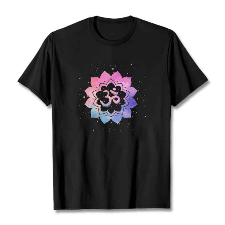 T-shirt en coton avec Buddha Stones Om Lotus coloré - Noir - 2XL - image 5