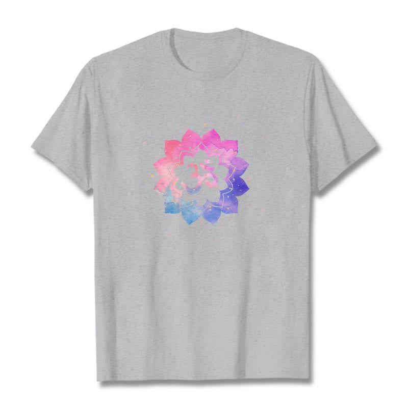 T-shirt en coton avec Buddha Stones Om Lotus coloré - Gris clair - 2XL - image 16
