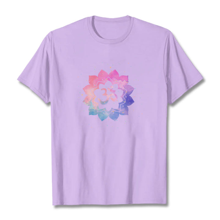 T-shirt en coton avec Buddha Stones Om Lotus coloré - Prune - 2XL - image 9