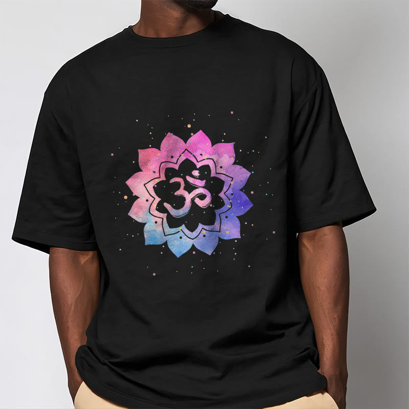 T-shirt en coton avec Buddha Stones Om Lotus coloré - image 7