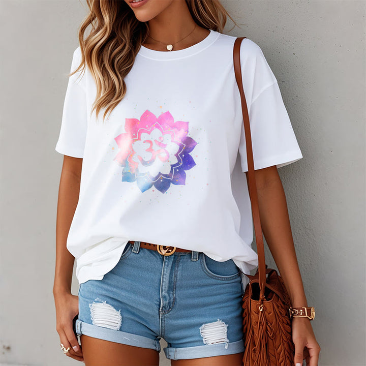 T-shirt en coton avec Buddha Stones Om Lotus coloré - image 2