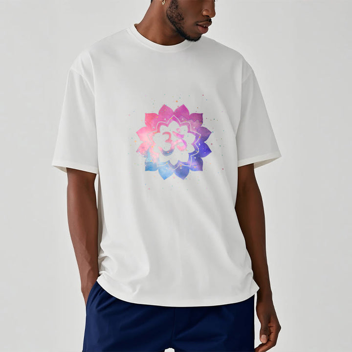 T-shirt en coton avec Buddha Stones Om Lotus coloré - image 3