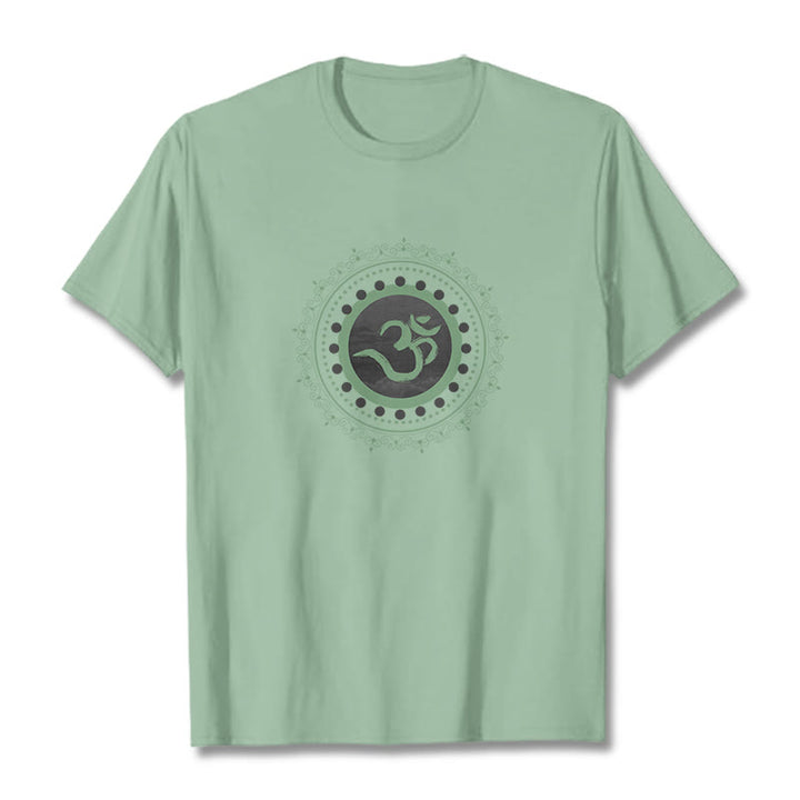 T-shirt en coton à motif mandala avec Buddha Stones - Vert pâle - 2XL - image 18